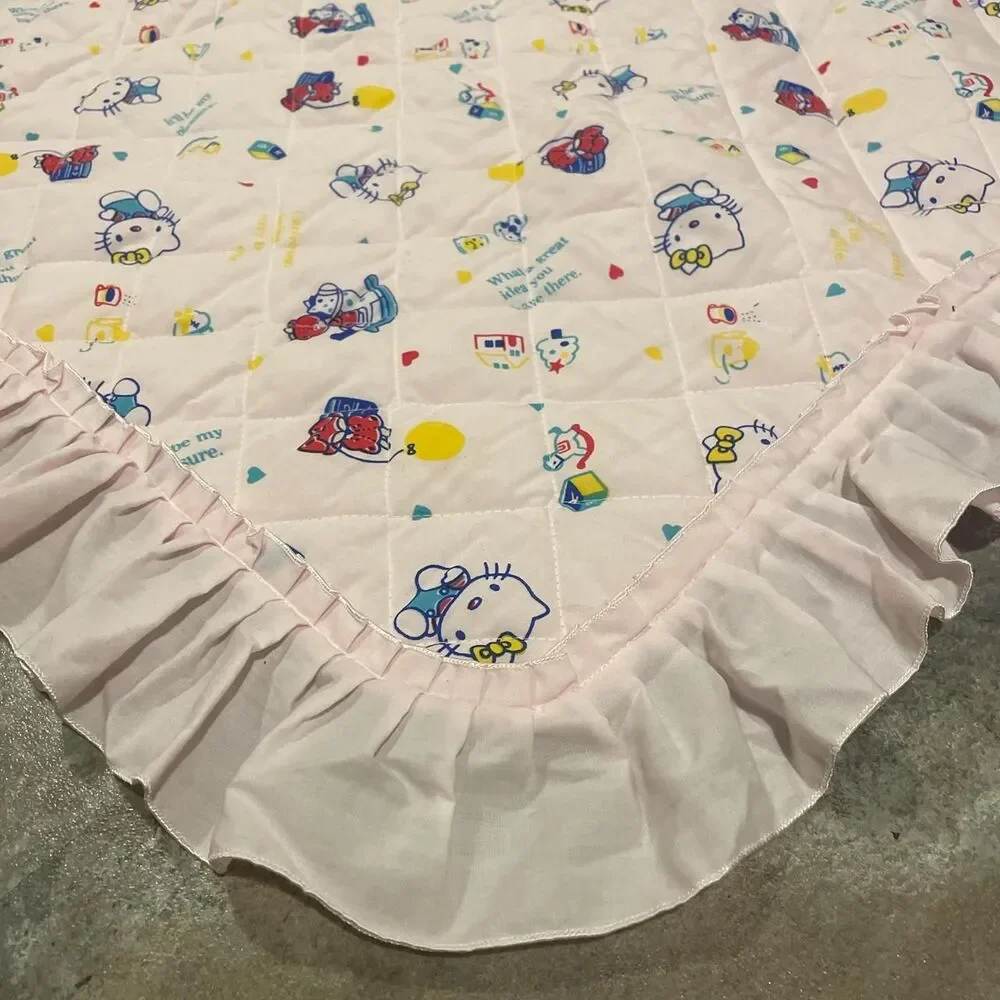 hello kitty vintage baby pink quilted mini blanket 40x27
